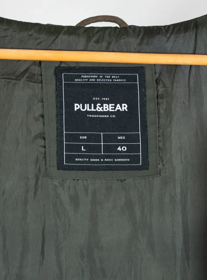 Pull&Bear – Olive Green Hooded Utility Parka