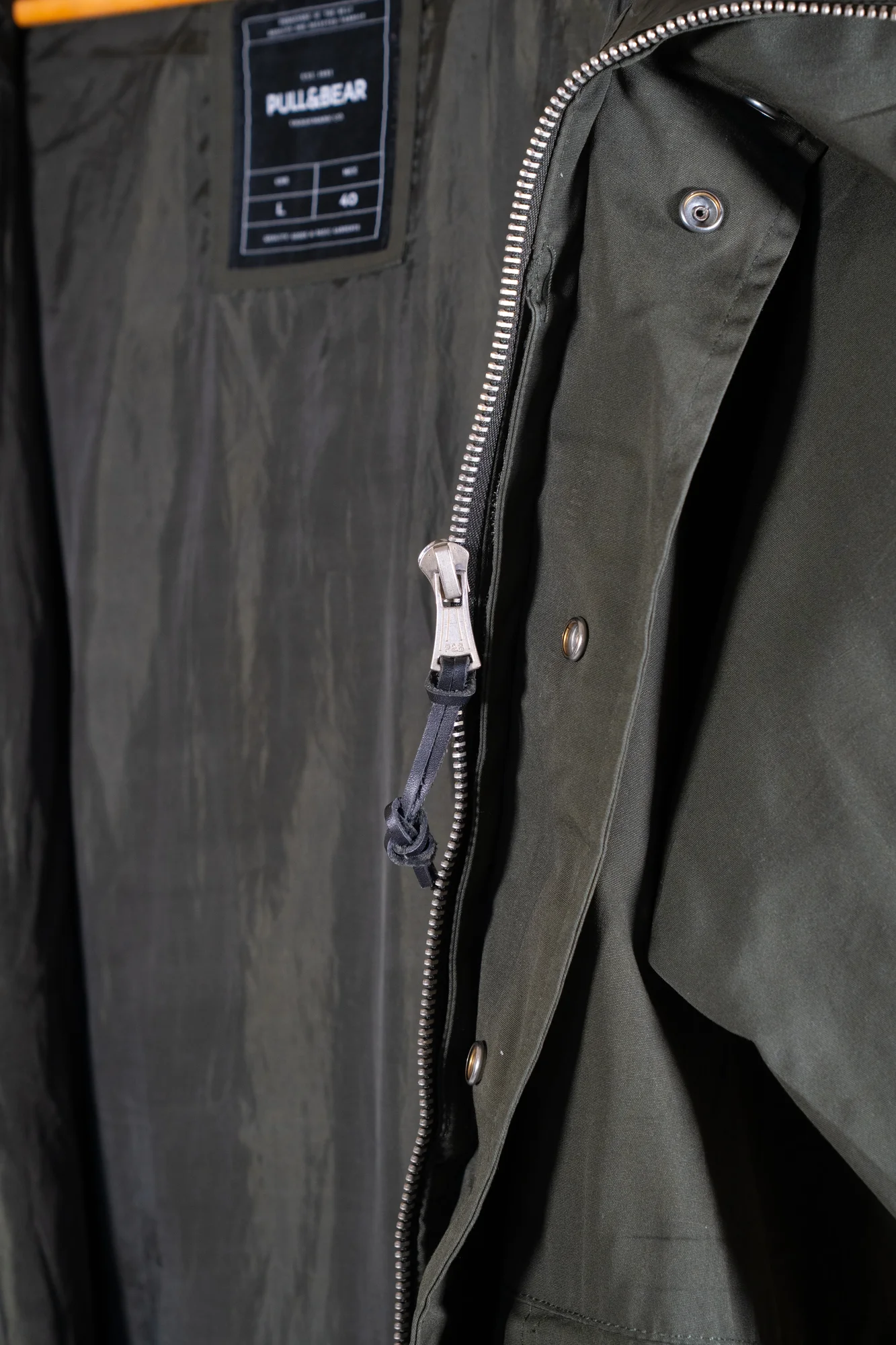 Pull&Bear – Olive Green Hooded Utility Parka - Image 4