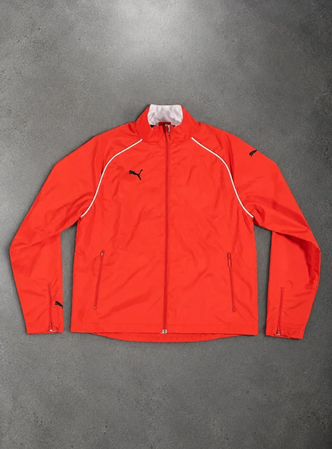 Puma vintage red track jacket with white piping size L