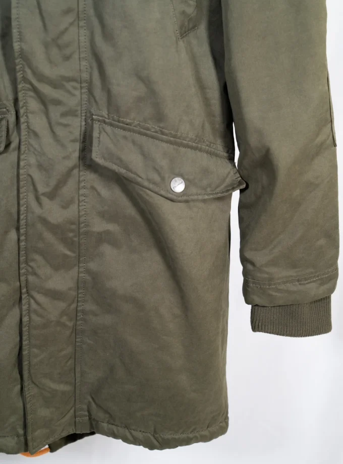 Springfield – Olive Green Hooded Parka Jacket