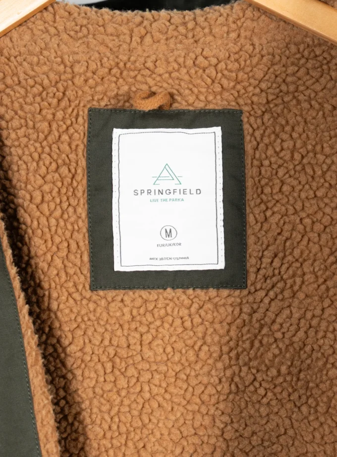 Springfield – Olive Green Hooded Parka Jacket