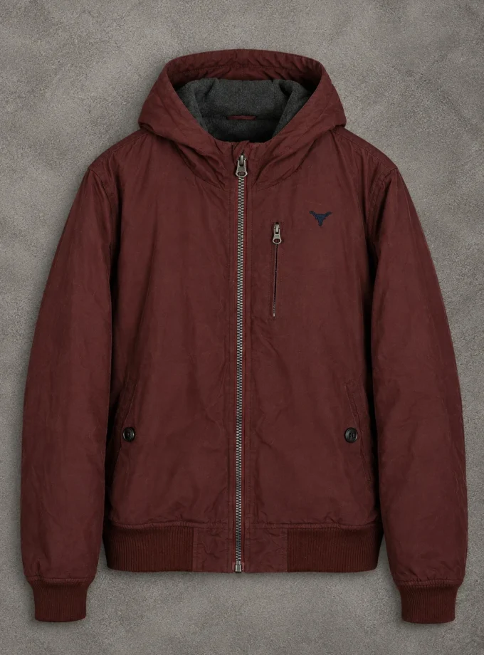 Burgundy bull logo hooded jacket size L