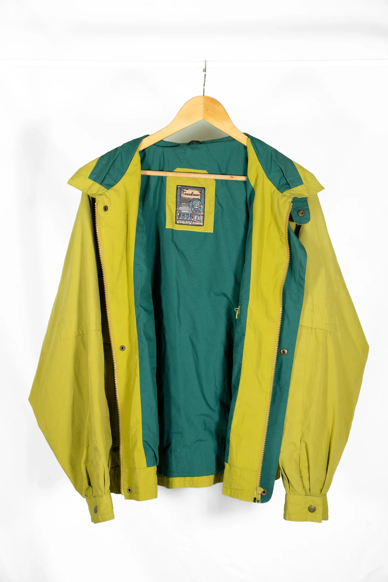 Casualwear – Vintage 90s Lime Green & Teal Windbreaker Jacket - Image 6