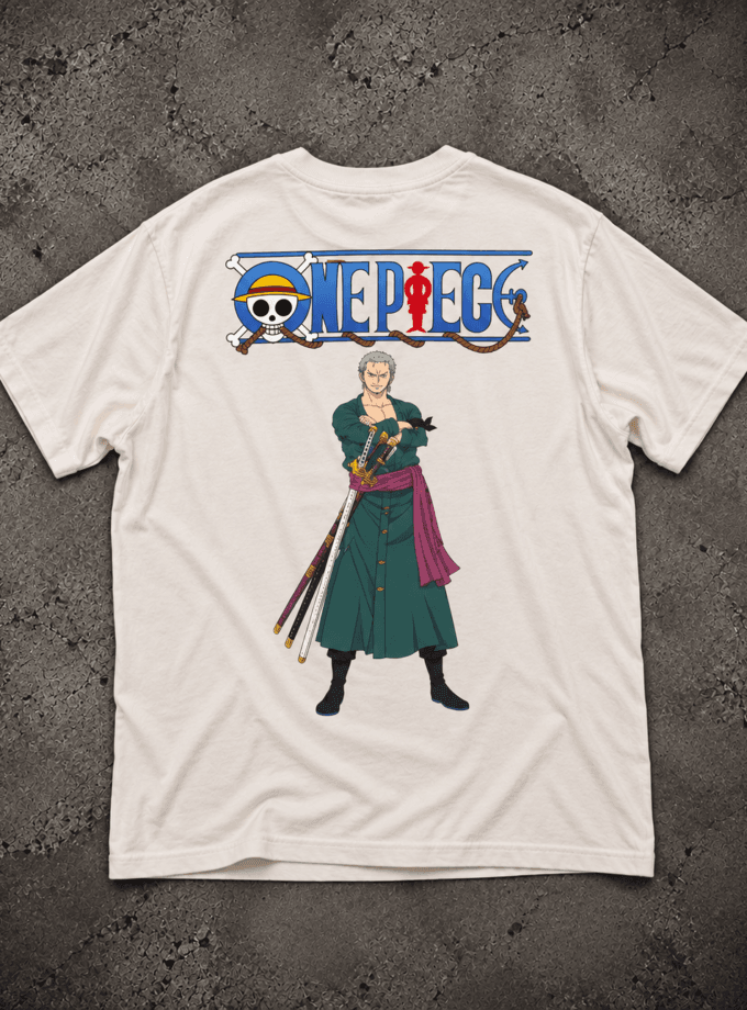 Bershka - One Piece Roronoa Zoro Graphic T-Shirt – Off White