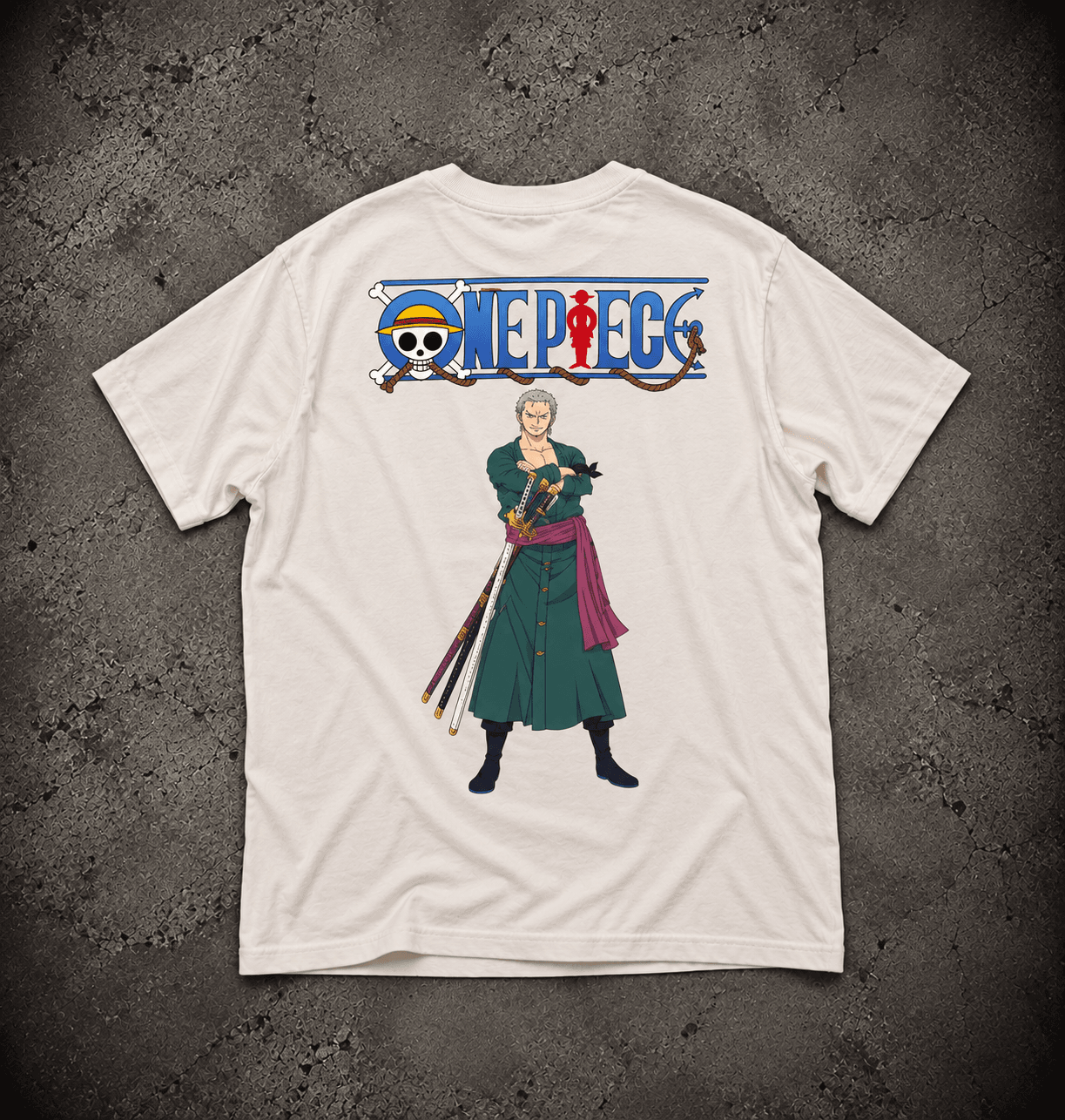 Bershka - One Piece Roronoa Zoro Graphic T-Shirt – Off White - Image 2